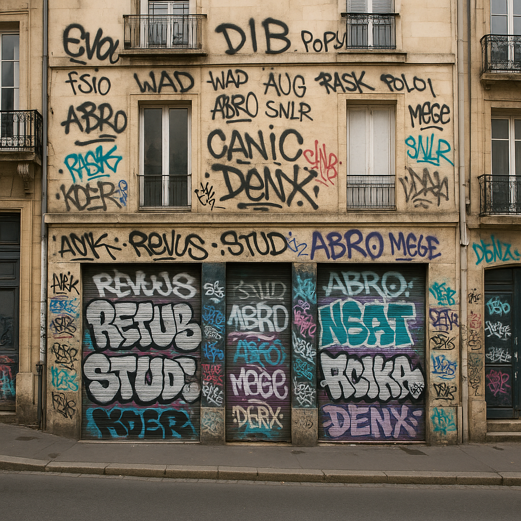 Avant — Façade commerciale après graffitis — Dijon